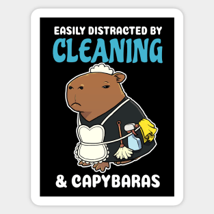 Easily Distracted by Cleaning and Capybaras Cartoon Sticker